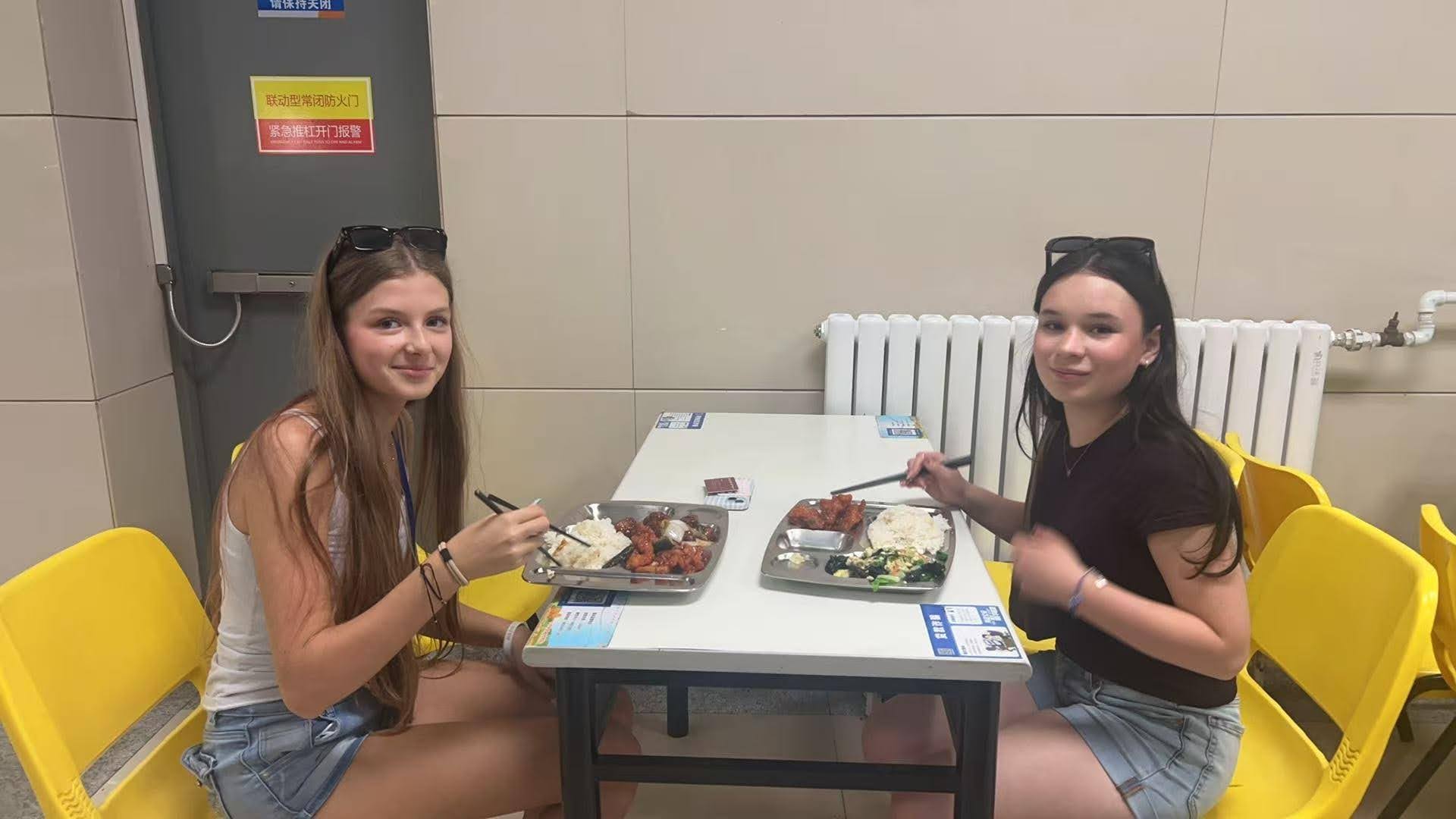 Dining together at the local school canteen